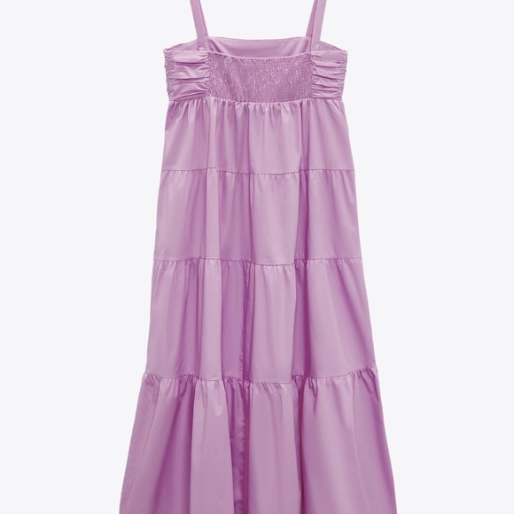 Zara Pink Poplin Tiered Maxi Dress - Picture 9 of 10